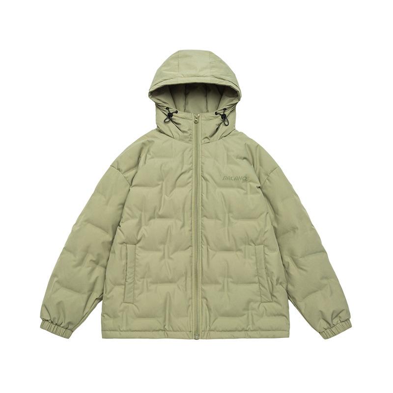 羽绒服 メンズ 男性用 大きいサイズ 防寒 アウター フード付き プリント 暖かい ポリエステル 秋冬 カジュアル 緑 グリーン 黒 ブラック