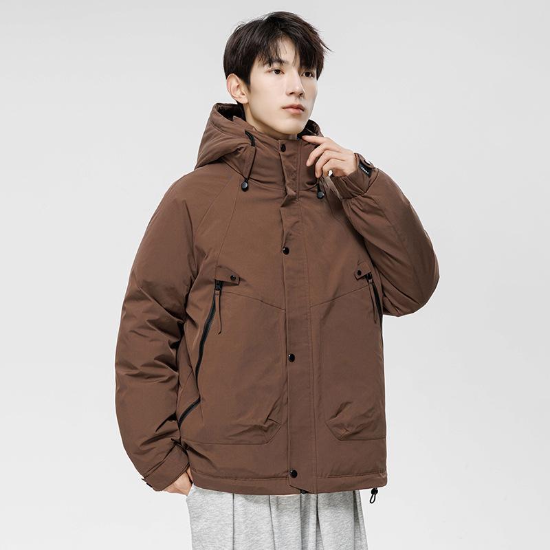 ダウンジャケット 男性用 防寒 防水 防風 白ダックダウン 連帽 アウター ジャンパー ブルゾン 秋冬 アウトドア 普段使い 撥水 格子柄 カフェ グリーン ブラック