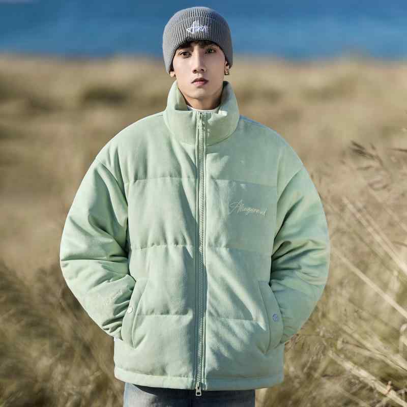 ダウンジャケット 男性用 秋冬 加厚 スエード 日系 レトロ スポーツ ミントグリーン 玉ホワイト 玫ピンク 幻影ブラック M L XL XXL XXXL