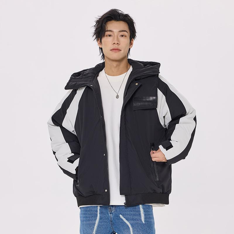 ダウンジャケット 男性用 アウトドア 防風 防寒 保温 多ポケット ワーク 秋冬 浅ブルー ブラック