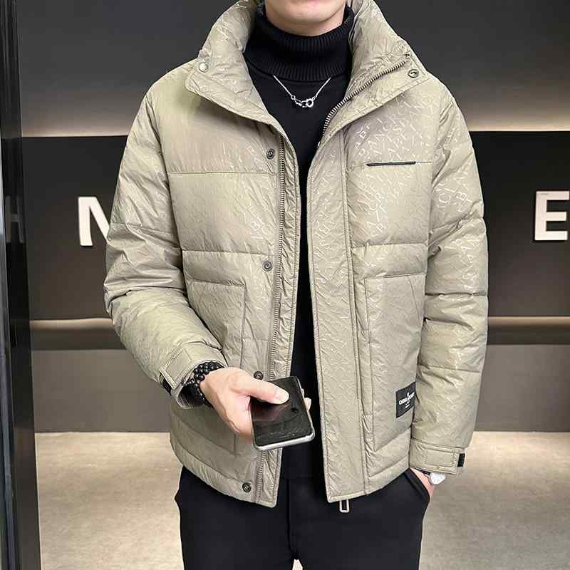 羽绒服 男性用 90% ホワイトダックダウン 秋冬 暖かい ブラック カジュアル ファッション リブ