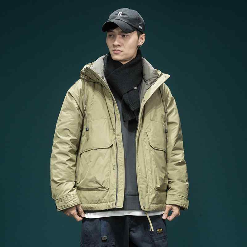 ダウンジャケット メンズ 男性用 フード付き ゆったりサイズ 大きいサイズ 防寒 暖かい カジュアル アウター 厚手 黒 緑