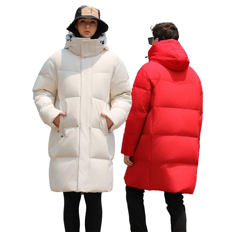 羽絨服 メンズ 男性用 冬 アウター 厚手 グースダウン 膝丈 コート 防寒 防水 抗菌 防汚 レッド ピンク ブルー ホワイト ブラック