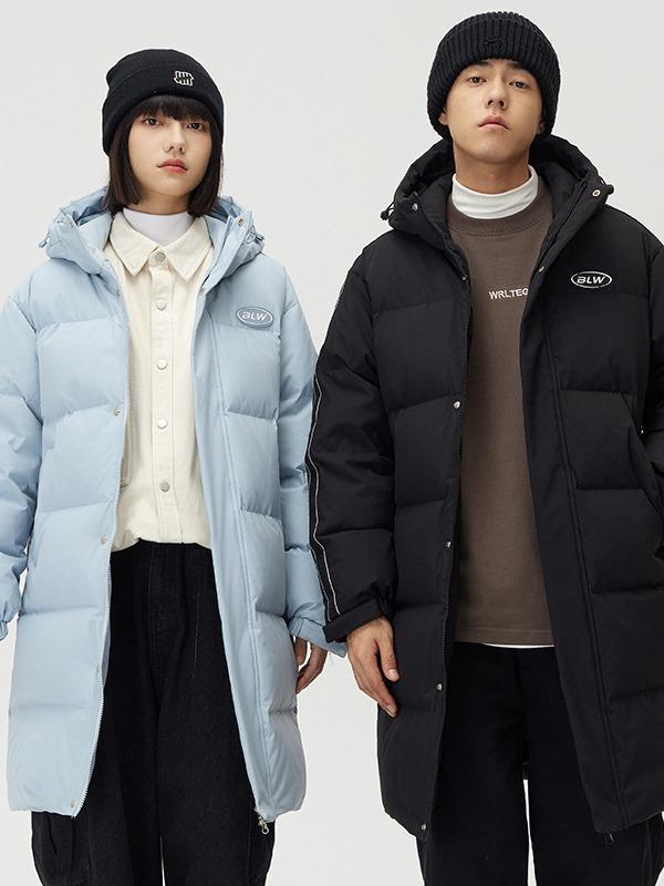 ダウンジャケット 男性用 中長丈 フード付き 白ダックダウン 90%以上 撥水 防寒 スポーツ アウトドア カジュアル 水色 米白 黒 M L XL XXL XXXL 秋冬