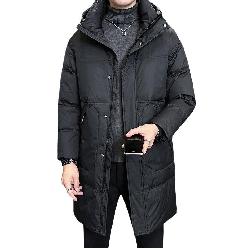 ダウンジャケット 男性用 中綿入り 防寒着 フード付き コート アウター 大容量ポケット付き カジュアル 秋冬 ブラック カーキ