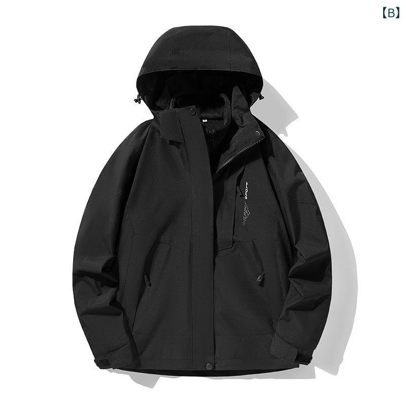 マウンテンパーカー 男女兼用 防風 防水 防寒 登山 ジャケット アウトドア ウェア 撥水 透湿 ストレッチ 裏起毛 取り外し可能 3