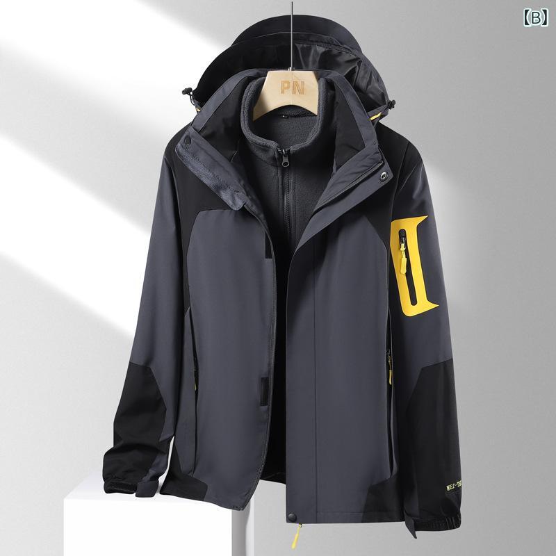 マウンテンパーカー レディース メンズ 3way 取り外し可能 フリース インナー付き ジャケット 登山ウェア アウトドアウェア 防寒 撥水 透湿 秋冬 男性用 女性用 ユニセックス ブラック 黒 ベージュ グレー