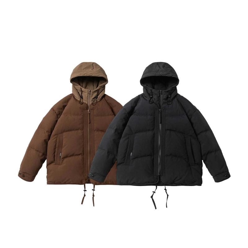ダウンジャケット メンズ アウトドア フード付き 大判サイズ ゆったり 防寒 軽量 黒 ブラック コーヒー色 カフェ色