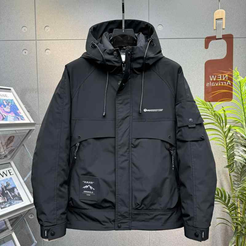 羽絨服 メンズ 男性用 防寒 アウター 秋冬 あったか 暖かい カジュアル ゆったり 鸭绒 ダウンジャケット 作業着 ブルゾン ジャンパー アウトドアウェア 防風 多ポケット ブラック 黒 アイボリー