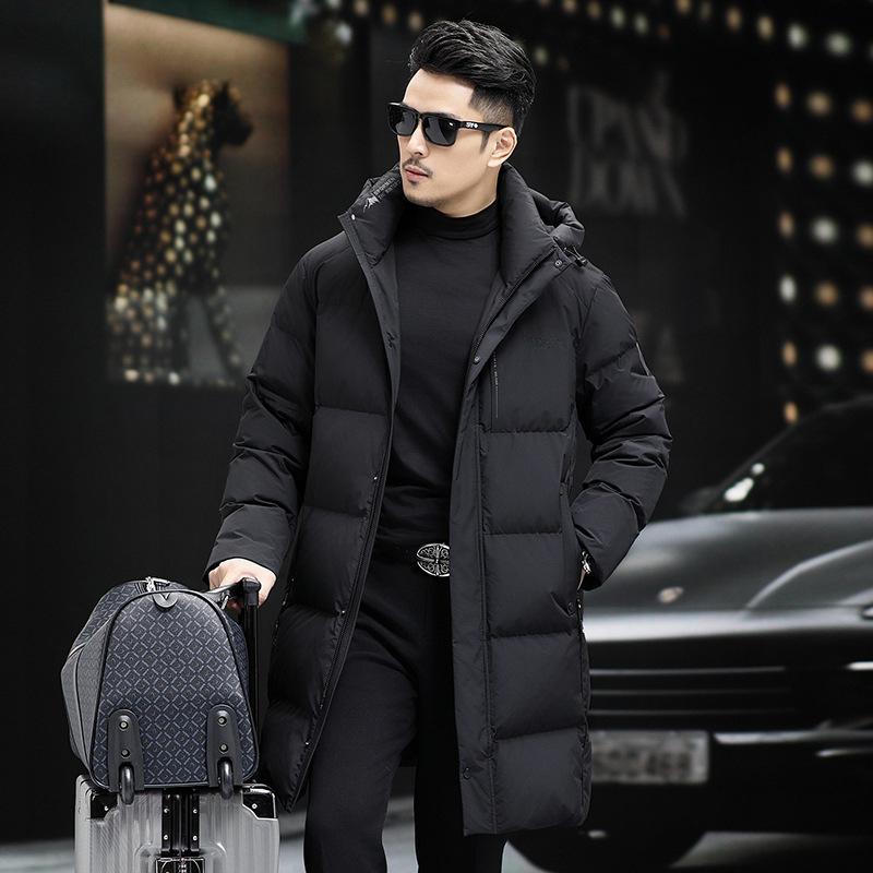羽绒服 メンズ 男性用 防寒 アウター 冬物 秋冬 加厚 立襟 フード付き 取り外し可能 暖かい 黒 ブラック 防風 撥水 ビジネス カジュアル