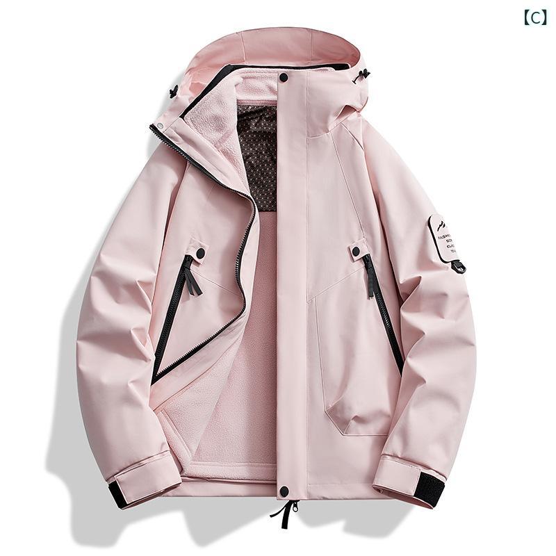 ジャケット レディース メンズ 登山服 防水 アウター 取り外し可能 防風 防寒 撥水 透湿 アウトドアウェア 秋冬 銀灰 蛍光グリーン ピンク系 オレンジ アイボリー 黄色 緑 黒 紫 3