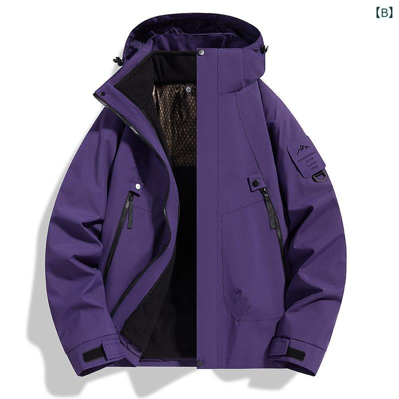 マウンテンパーカー メンズ レディース 登山ウェア 防水 防風 ジャケット 取り外し可能 フリース アウトドア 撥水 透湿性 キャンプ トレッキング 春秋冬 ブラック パープル ホワイト レッド イエロー ピンク グリーン S M L XL 2XL 3X 2