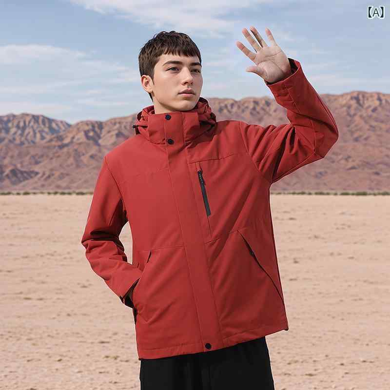 マウンテンパーカー 男女兼用 登山服 取り外し可能 フリースインナー付き 防風 防水 透湿 アウトドア 撥水 2