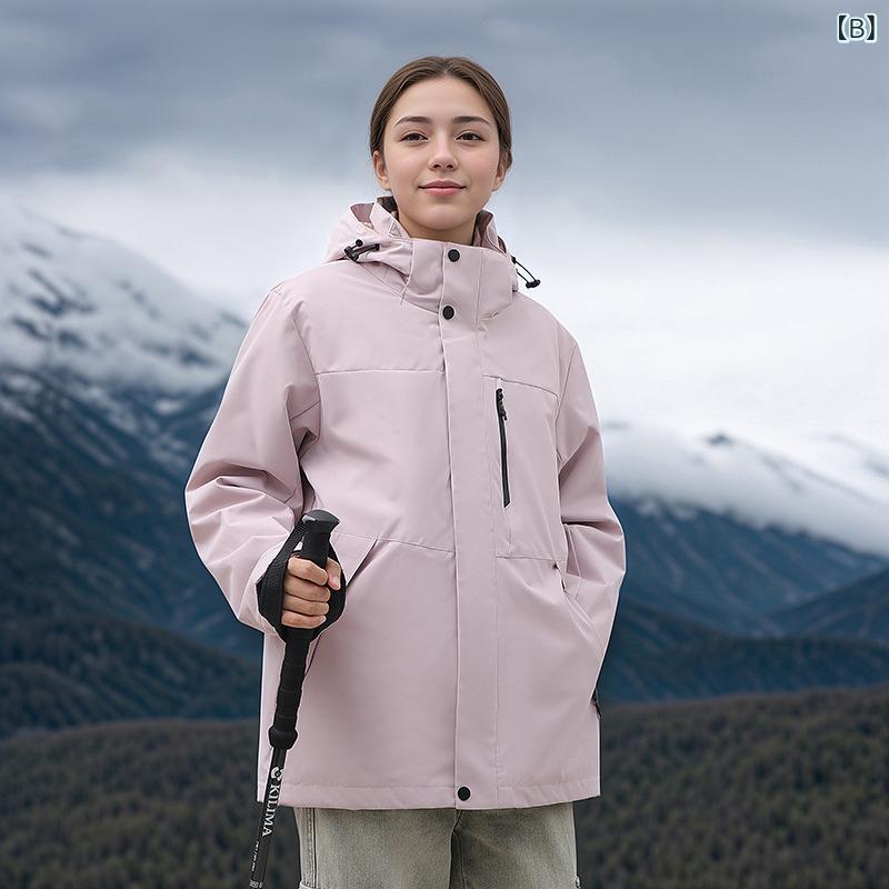 マウンテンパーカー 男女兼用 登山服 取り外し可能 フリースインナー付き 防風 防水 透湿 アウトドア 撥水 3