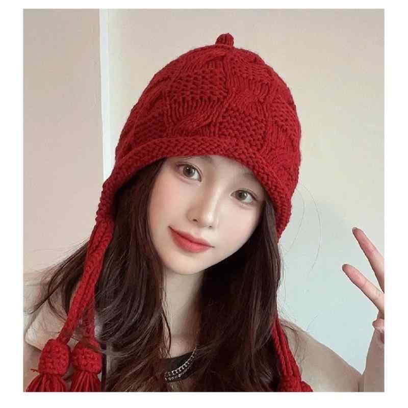 ニット帽 レディース 秋冬 かわいい 韓国風 耳当て付き 暖かい 小顔効果 ポンポン付き 防寒 ニット帽子 ガーリー デート 旅行