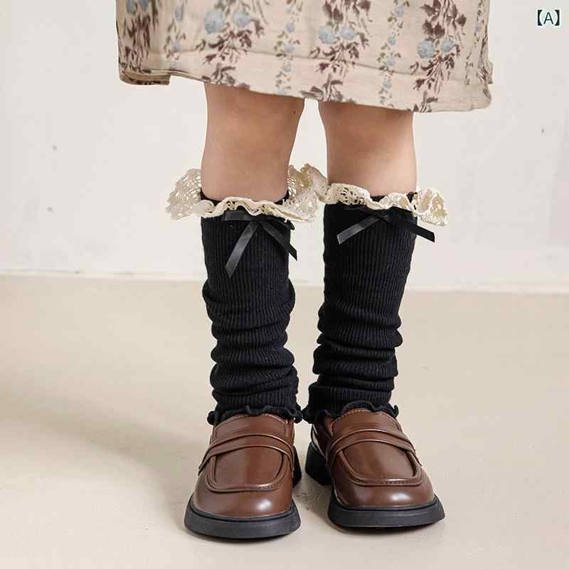 靴下 キッズ 女の子 花柄 レース フリル 暖かい 厚手 コットン 混紡 秋冬 春秋 ミ...