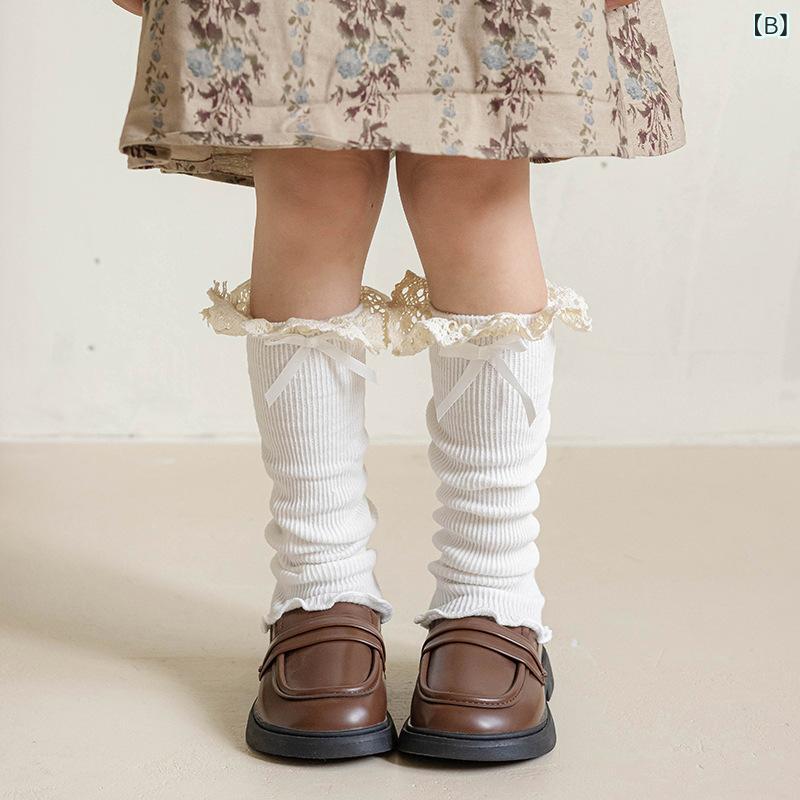 靴下 キッズ 女の子 花柄 レース フリル 暖かい 厚手 コットン 混紡 秋冬 春秋 ミ...