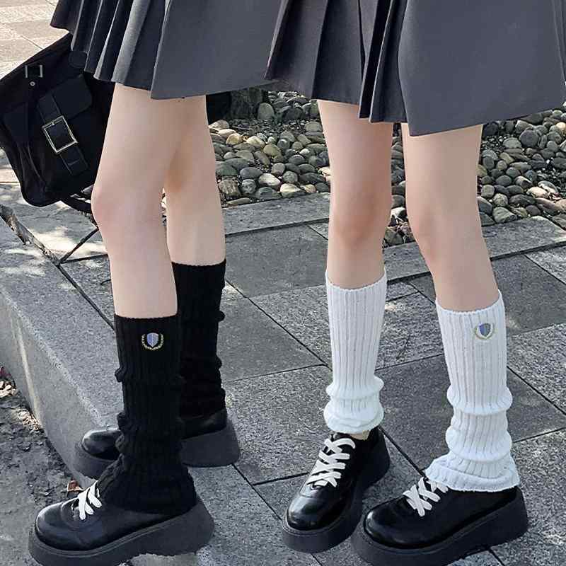 靴下 レッグウォーマー 子供 女の子 ニット JK風 膝保護 厚手 秋冬 ピュアコットン ハート柄 かわいい