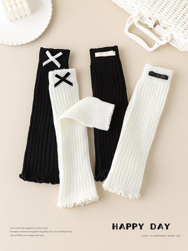 靴下 キッズ 女の子 秋冬 レトロ 無地 バタフライ リボン フリル ニーハイソックス 子供 冬 暖かい