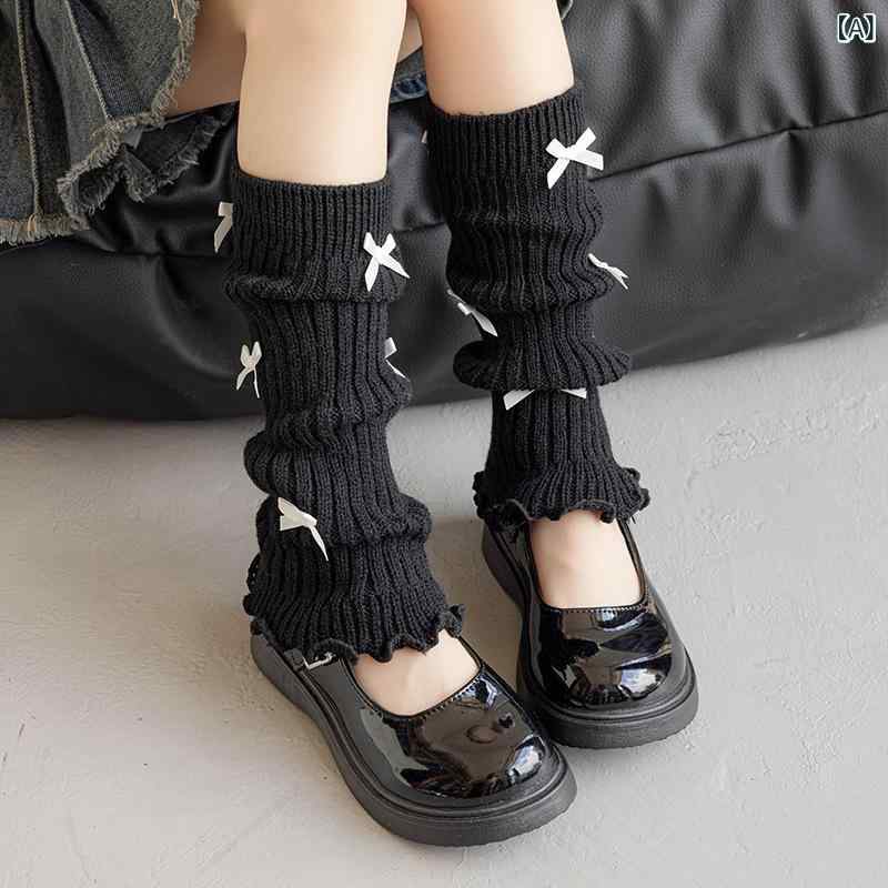 靴下 レッグウォーマー 子供 女の子 バレエ風 ニット 秋冬 あったか 保温 蝶結び ...