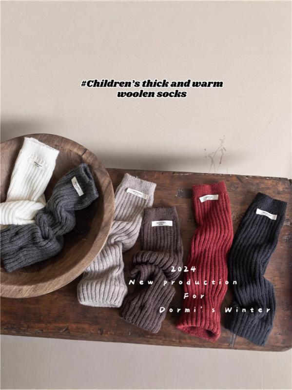 靴下 キッズ 子供用 加厚 ウール混紡 ソックス レッグウォーマー 伸縮性 通気性 ミドル丈 ホワイト グ..