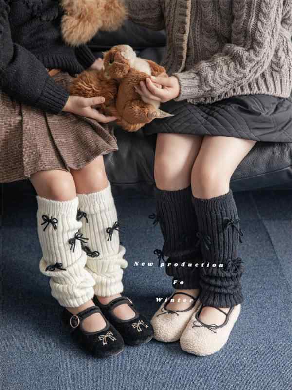 靴下 キッズ ベビー 厚手 ウール混 レッグウォーマー ケーブル編み ミドル丈 ソックス 女の子 子供用 ..