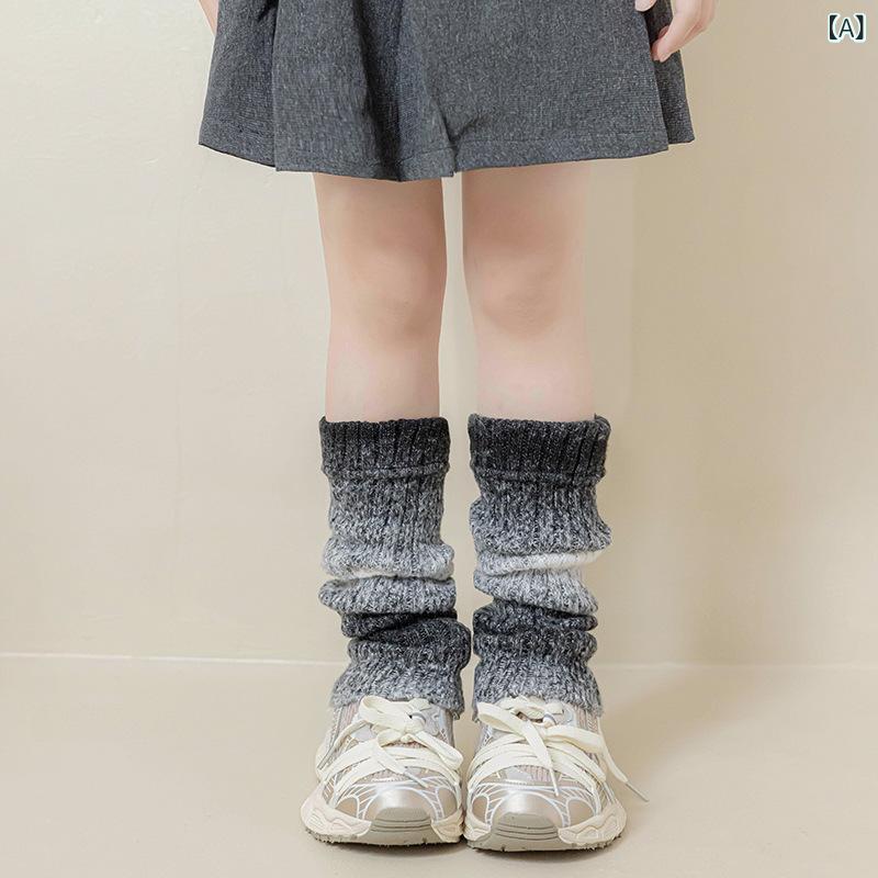 靴下 キッズ 女の子 グラデーション ニット レッグウォーマー 子供 春秋 冬 ニーハイソックス JK風 精..