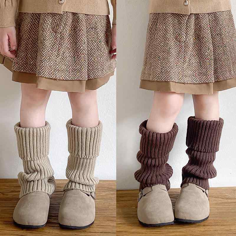 靴下 レッグウォーマー キッズ 女の子 3歳 18歳 子供 蝶結び ニット リブ編み コットン 混紡 通気性 吸..
