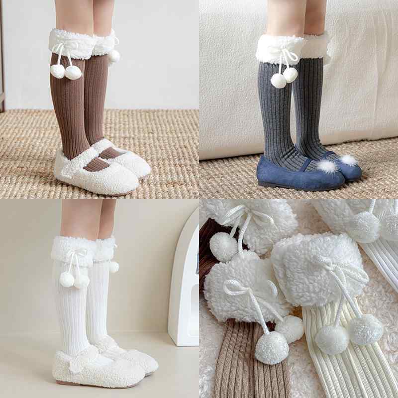 靴下 キッズ 女の子 秋冬 加厚 中筒 3歳~8歳 子供用 靴下 ウール パイルソックス Aクラス 安全 格子柄 ..