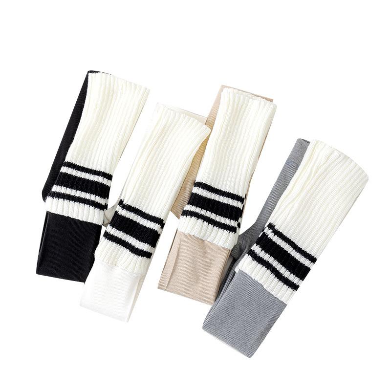 靴下 キッズ 女の子 小腿ウォーマー ニット コットン リブ編み 白 黒 ボーダー柄 ファッション 暖かい 通気性 春秋