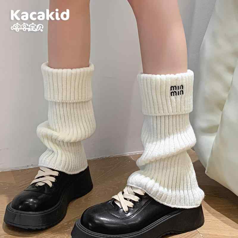 靴下 レッグウォーマー レディース 親子 刺しゅう入り リブ編み ニット 冷え対策 ミドル丈 婦人 スクー..