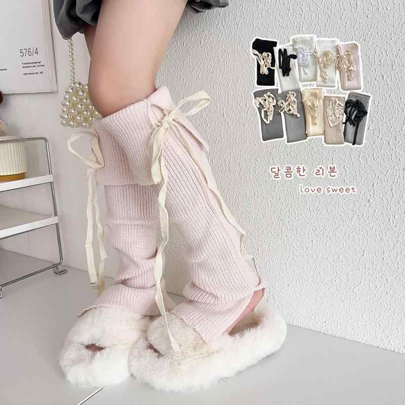 靴下 キッズ バレエ風 子供用 ニーハイソックス ケーブル編み 蝶結び かわいい ソックス 女の子 秋冬 ..