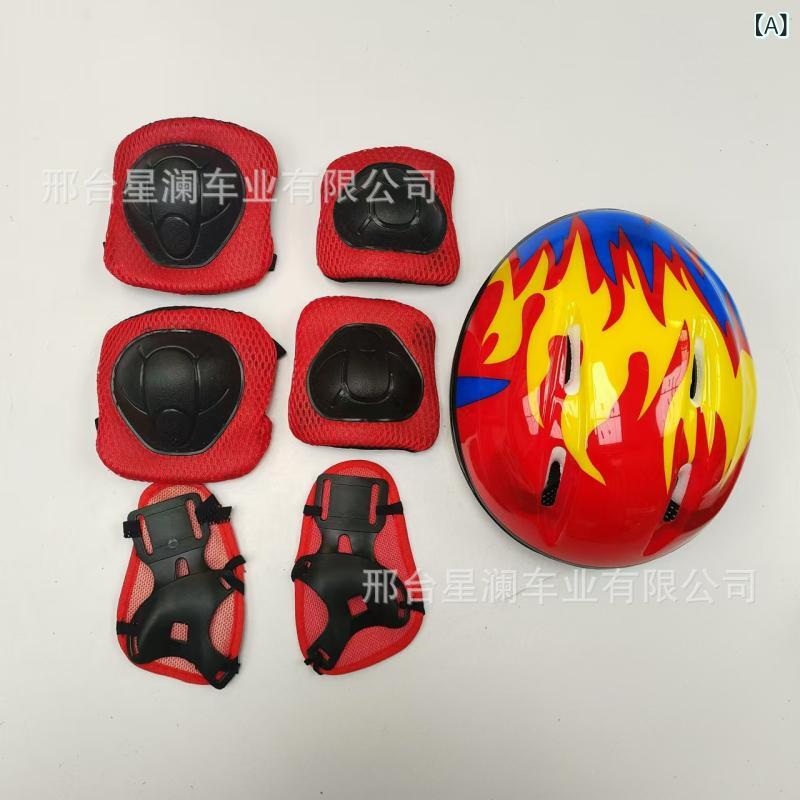 子供 ヘルメット プロテクター 6点セット 手のひら 手肘 膝当て 膝パッド 転倒防止 スポーツ 護具 ロー..