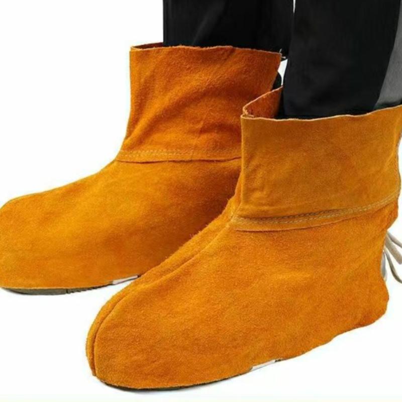 靴カバー 男性用 牛革 溶接用 protección 耐熱 耐摩耗 レッグカバー 溶接工 シューズカバー 断熱 労働..