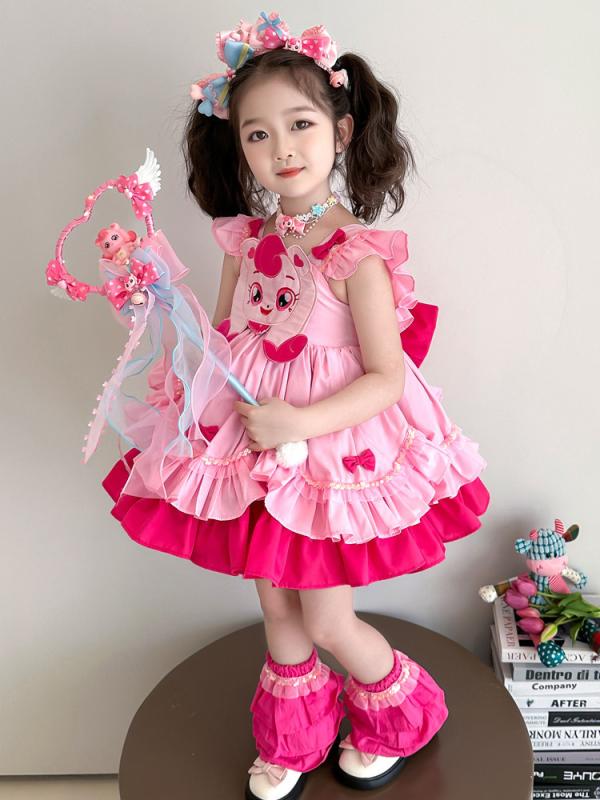 ワンピース 子供 女の子 ロリータ かわいい カートゥーン プリンセス パーティー ドレス ハロウィン コ..