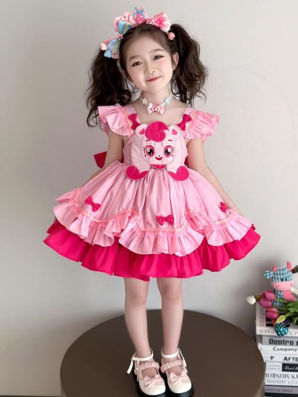 ワンピース 女の子 ロリータ 春夏 パニエ 髪飾り ネックレス レッグウォーマー付き チュールスカート ..