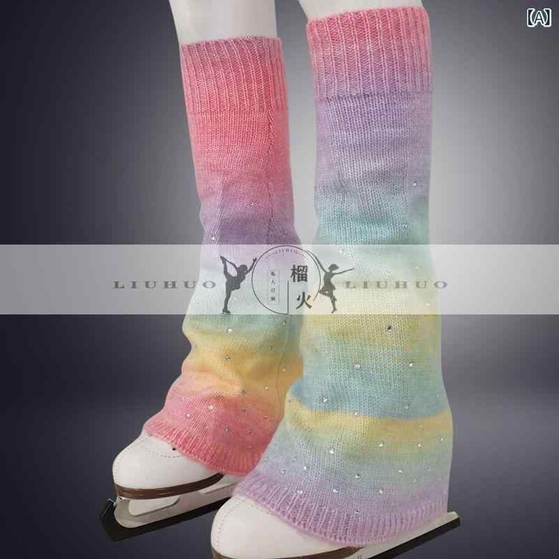 スポーツ用 レッグウォーマー 子供 大人 グラデーション 伸縮性 スケート バレエ ヨガ 登山