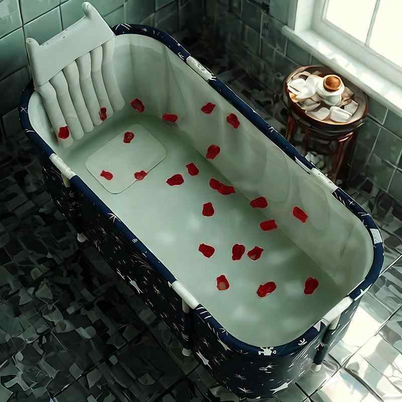 風呂 椅子付き 大人用 折りたたみ バスタブ 家庭用 全身浴 浴槽 簡易 ポータブル コンパクト 省スペー..