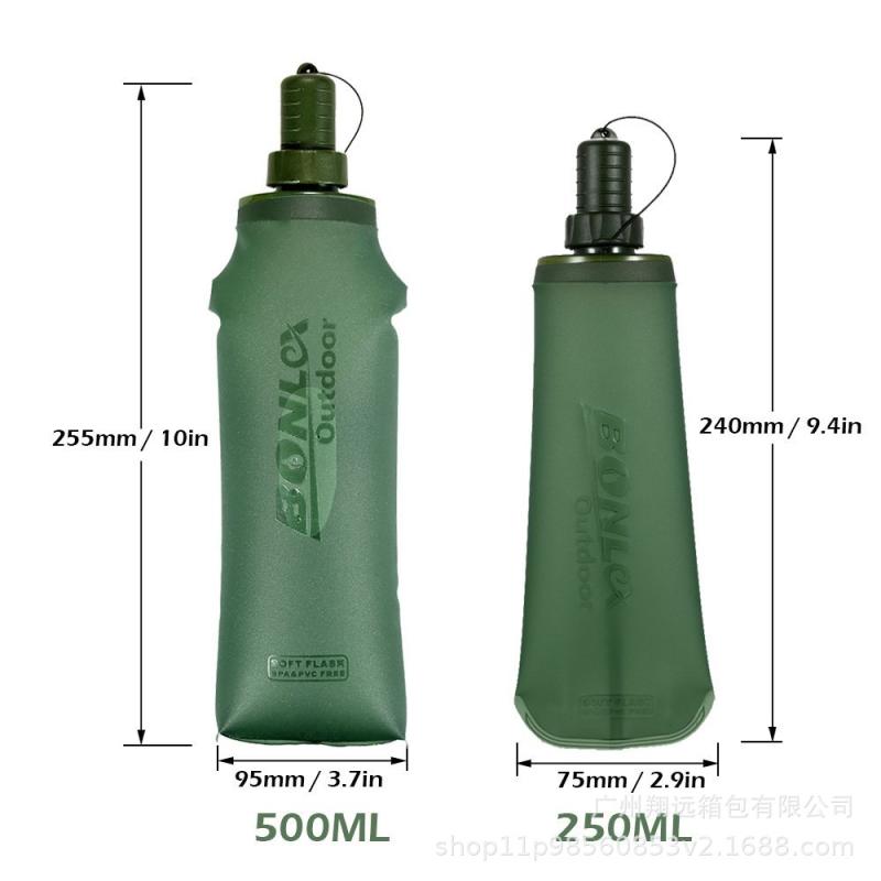 水筒 男女兼用 折りたたみ 500ml TPU ウォーターボトル 携帯 軽量 アウトドア 登山 ハイキング スポーツ レジャー(x2)