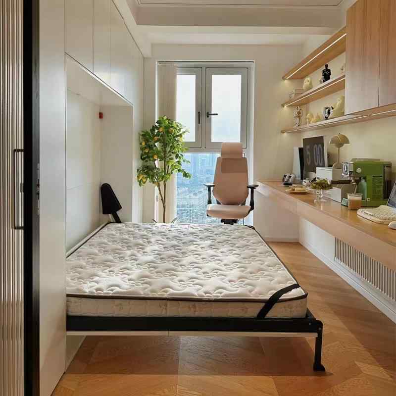 ベッド 昇降式 折りたたみベッド 収納一体型 隠しベッド キャビネット ベッドフレーム 簡易ベッド リク..