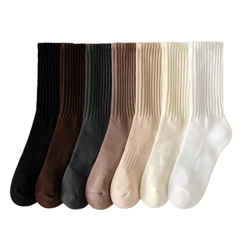 靴下 レディース 秋冬 厚手 保温 快適 リラックス 毛混 パイルソックス 無地 綿混 ミドル丈