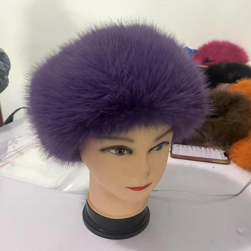 针织帽 - 帽子 レディース 秋冬 イヤーマフ ファー ヘアバンド フェイクファー あったか 暖かい 防寒 グレー ブラック ピンク系 ホワイト ベージュ カフェオレ