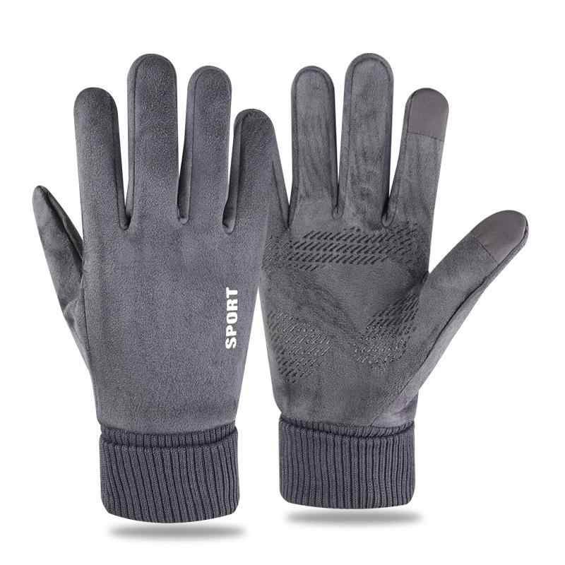 手袋 男性用 秋冬 暖か 接触冷感 スエード調 グローブ タッチパネル対応 防寒 防風 滑り止め 自転車 バ..
