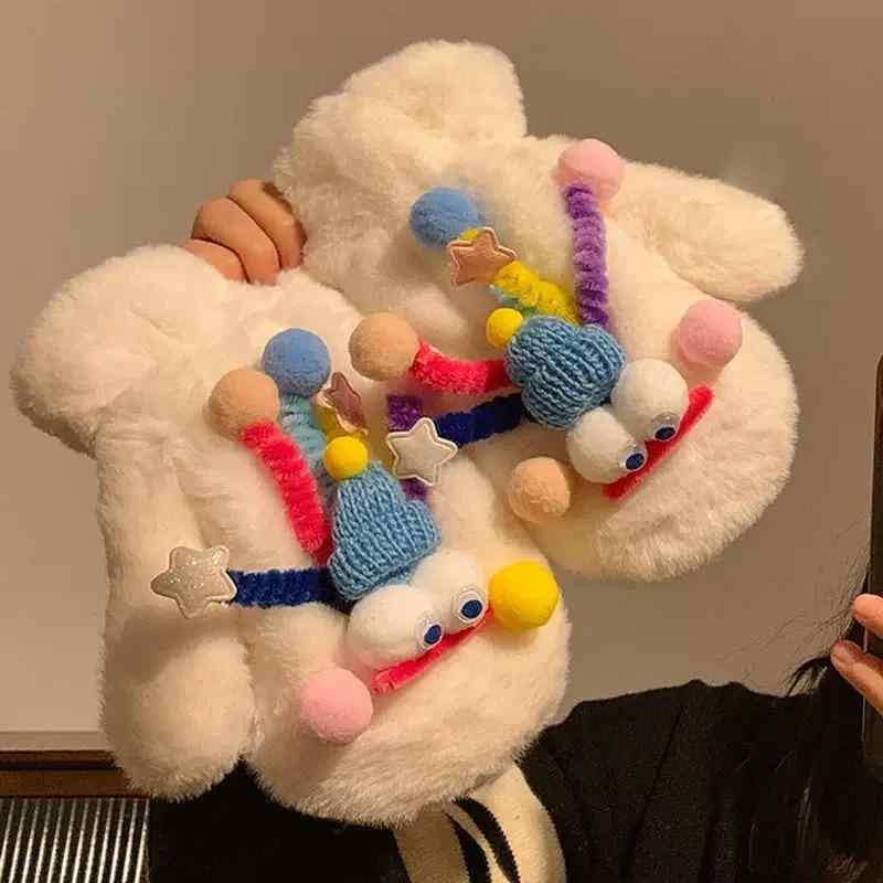 手袋 レディース 冬用手袋 かわいい 裏起毛 厚手 ミトン 紐付き 防寒 学生 ポリエステル