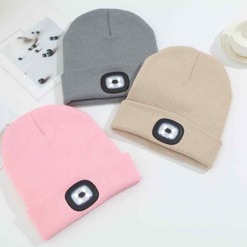 ニット帽 LED 充電式 ビーニー アウトドア サイクル スポーツ 発光 帽子 ファッション 防寒 保温 スキ..