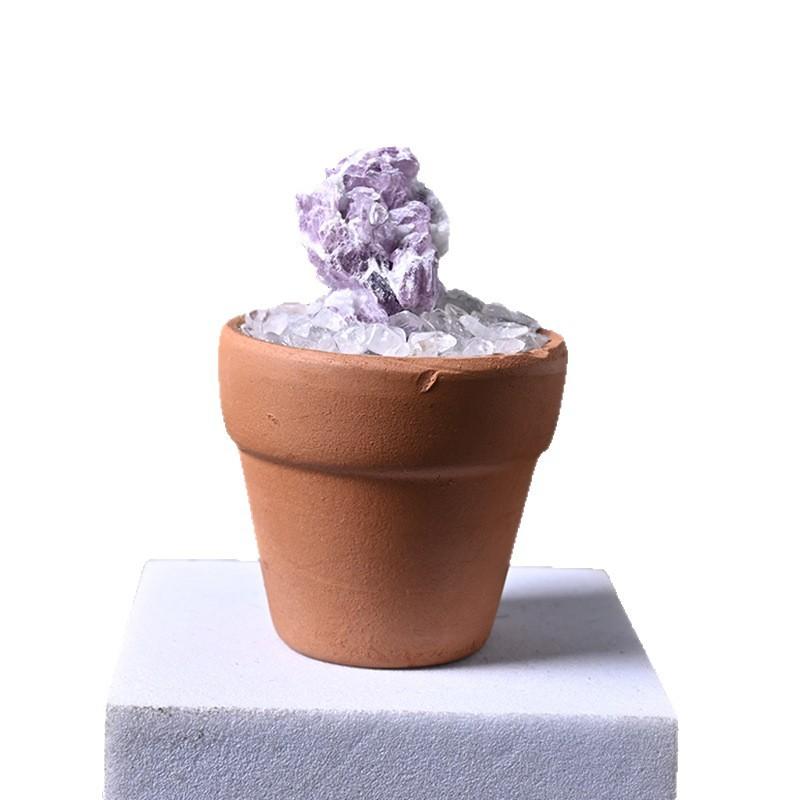 水晶 天然水晶 原石 鉱物標本 盆栽 車載 摆件 宝石 鉱物標本 桌面 微景観 陶器鉢 創意 工芸品 飾り物