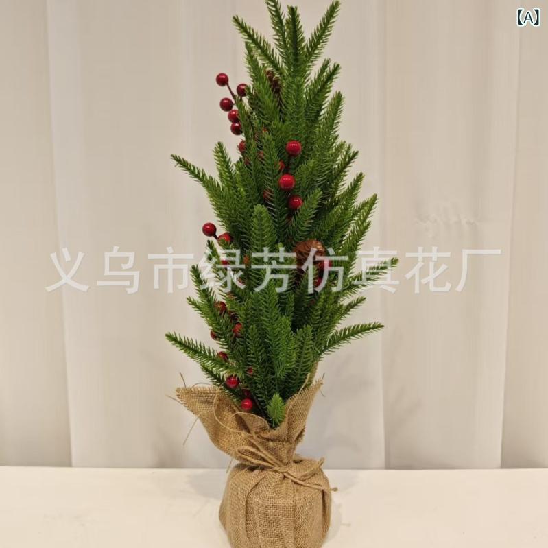 Christmas Tree - クリスマスツリー 卓上 ミニサイズ PE素材 赤い実 松ぼっくり付き パーティー イベント ディスプレイ 人工 飾り