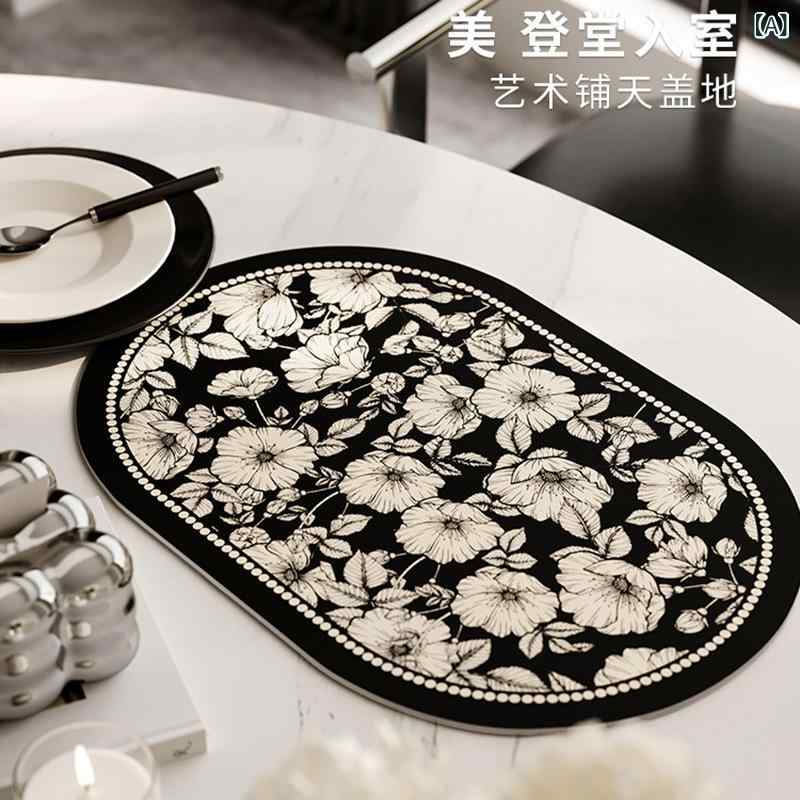 ランチョンマット 高級感 レザー コースター 断熱 防水 撥水 テーブルマット 円形 花柄 30×50cm 40×60cm 50×80cm