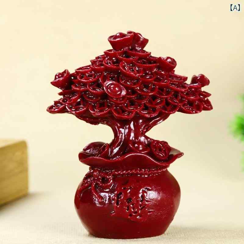 置物 高8 幅6cm 金属製 招財樹 聚宝盆 原鉱砂 卓上置物 ラッキーアイテム