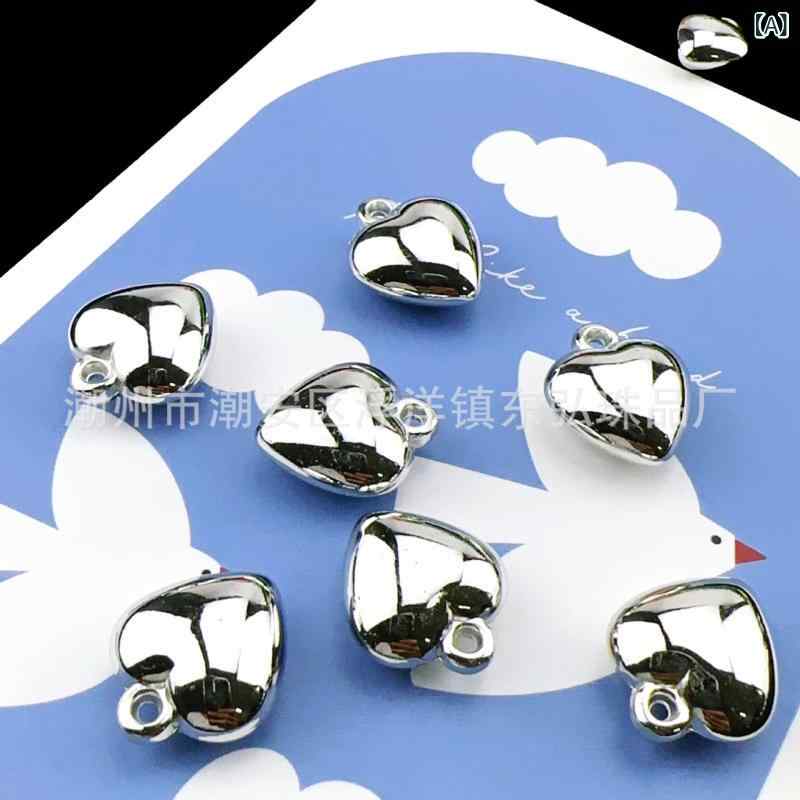 キーホルダー ストラップ レディース キッズ シルバー 桃 ハート DIY アクセサリー パーツ 銀色 桃心 かわいい おしゃれ